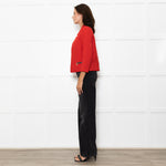 Sandro Red Zip Pocket Detail Edge To Edge Jacket
