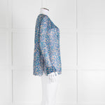 Isabel Marant Etoile Blue Red Cream Floral Silk Sheer Blouse