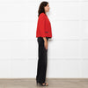 Sandro Red Zip Pocket Detail Edge To Edge Jacket