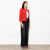 Sandro Red Zip Pocket Detail Edge To Edge Jacket