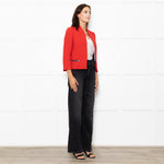 Sandro Red Zip Pocket Detail Edge To Edge Jacket