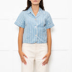 Gucci Pale Blue White GG Front Pockets Collard Shirt