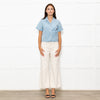 Gucci Pale Blue White GG Front Pockets Collard Shirt