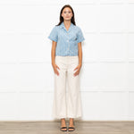 Gucci Pale Blue White GG Front Pockets Collard Shirt