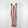 Joseph Brown and White Striped Rib Knit Midi Dress