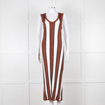 Joseph Brown and White Striped Rib Knit Midi Dress