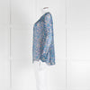 Isabel Marant Etoile Blue Red Cream Floral Silk Sheer Blouse