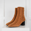 Hermes Tan Suede Braided Detail Ankle Boots