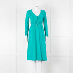 Patrizia Pepe Turquoise Frill Trim Belted Dress