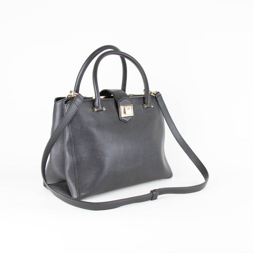 Jimmy Choo Black Marianne Grainy Leather Tote Bag