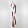 Joseph Brown and White Striped Rib Knit Midi Dress
