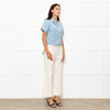 Gucci Pale Blue White GG Front Pockets Collard Shirt