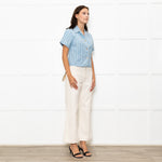Gucci Pale Blue White GG Front Pockets Collard Shirt