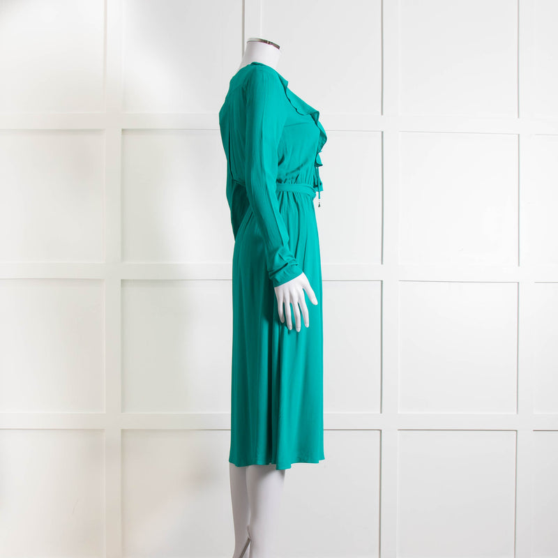 Patrizia Pepe Turquoise Frill Trim Belted Dress