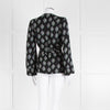 Diane Von Furstenberg Black Purple Cream Silk Print Wrap Top