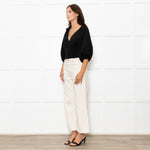 Me+Em Black Cotton Elasticated Cropped Top