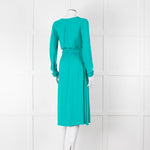 Patrizia Pepe Turquoise Frill Trim Belted Dress