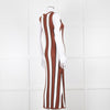 Joseph Brown and White Striped Rib Knit Midi Dress