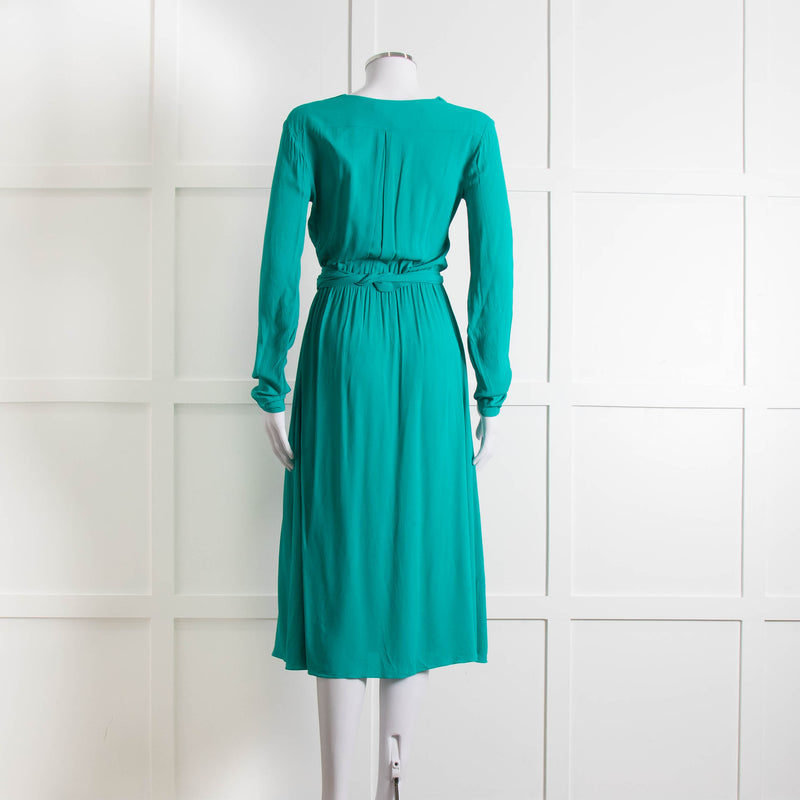 Patrizia Pepe Turquoise Frill Trim Belted Dress