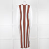 Joseph Brown and White Striped Rib Knit Midi Dress