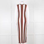 Joseph Brown and White Striped Rib Knit Midi Dress