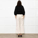 Me+Em Black Cotton Elasticated Cropped Top