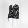 Diane Von Furstenberg Black Purple Cream Silk Print Wrap Top