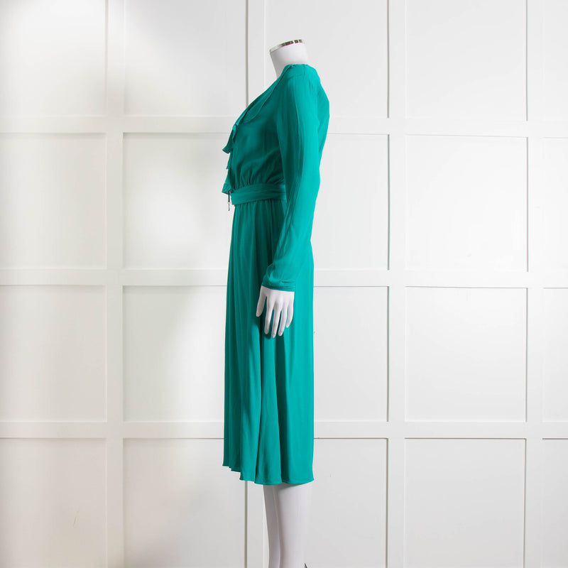 Patrizia Pepe Turquoise Frill Trim Belted Dress