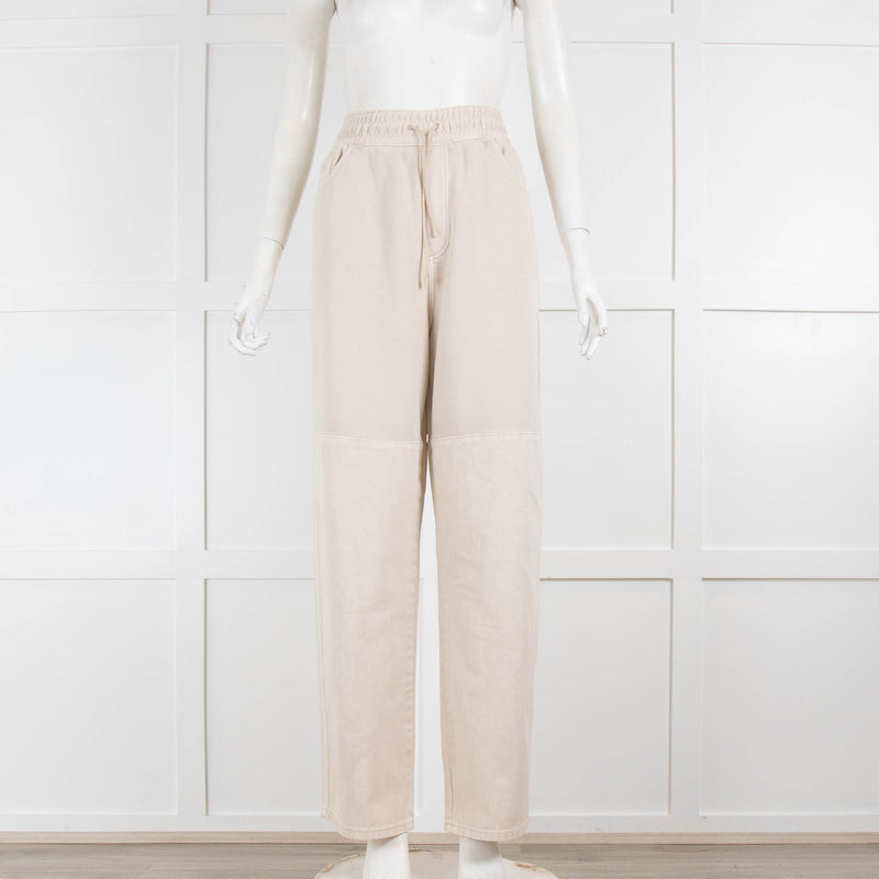 Amomento Beige Contrast Denim Joggers