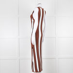 Joseph Brown and White Striped Rib Knit Midi Dress