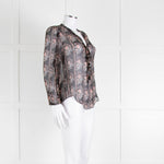 Isabel Marant Etoile Black Red Cream Floral & Stripe Silk Blouse