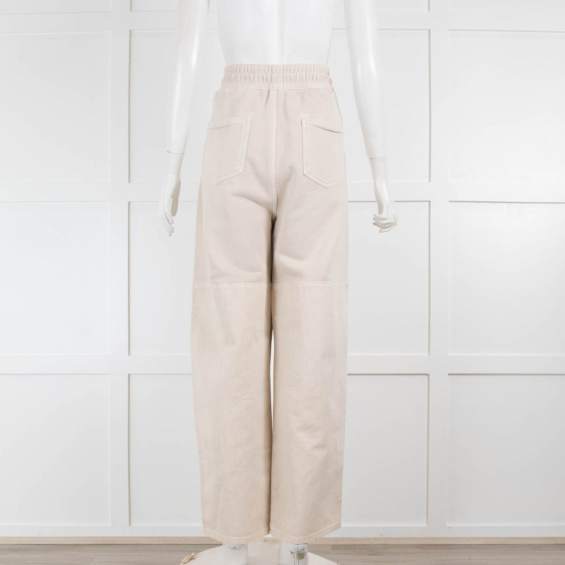 Amomento Beige Contrast Denim Joggers