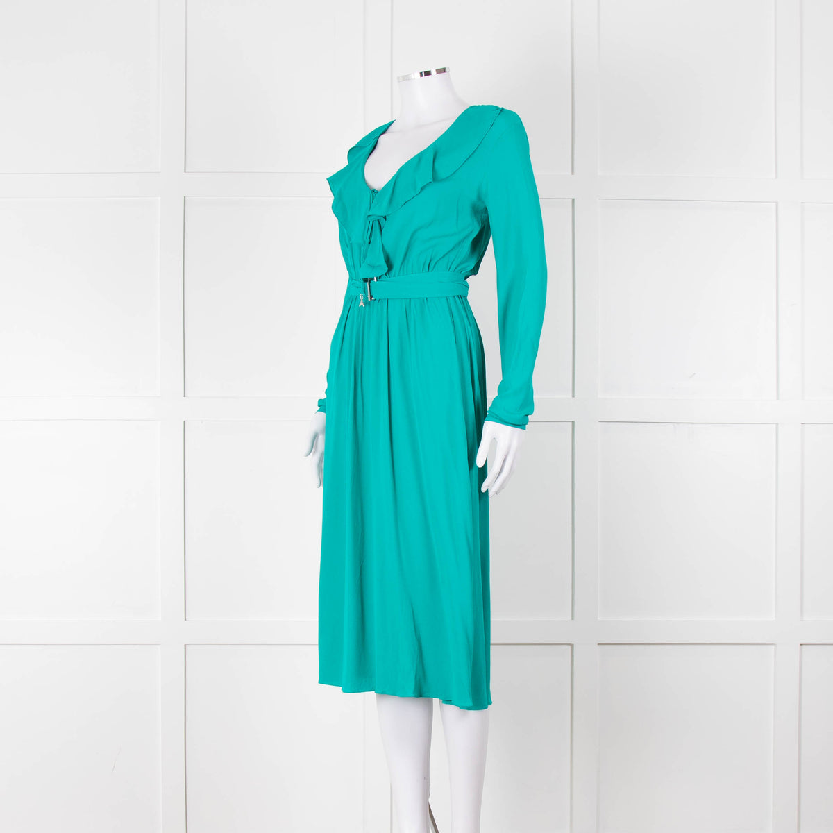 Patrizia Pepe Turquoise Frill Trim Belted Dress