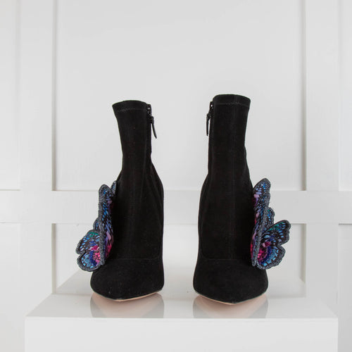 Sophia Webster Black Butterfly Suede Ankle Heeled Boots
