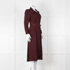 Ghost Burgundy Belted Button Up Long Sleeve Dress