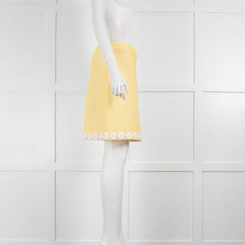 Boutique Moschino Yellow Applique Daisy Mini Skirt