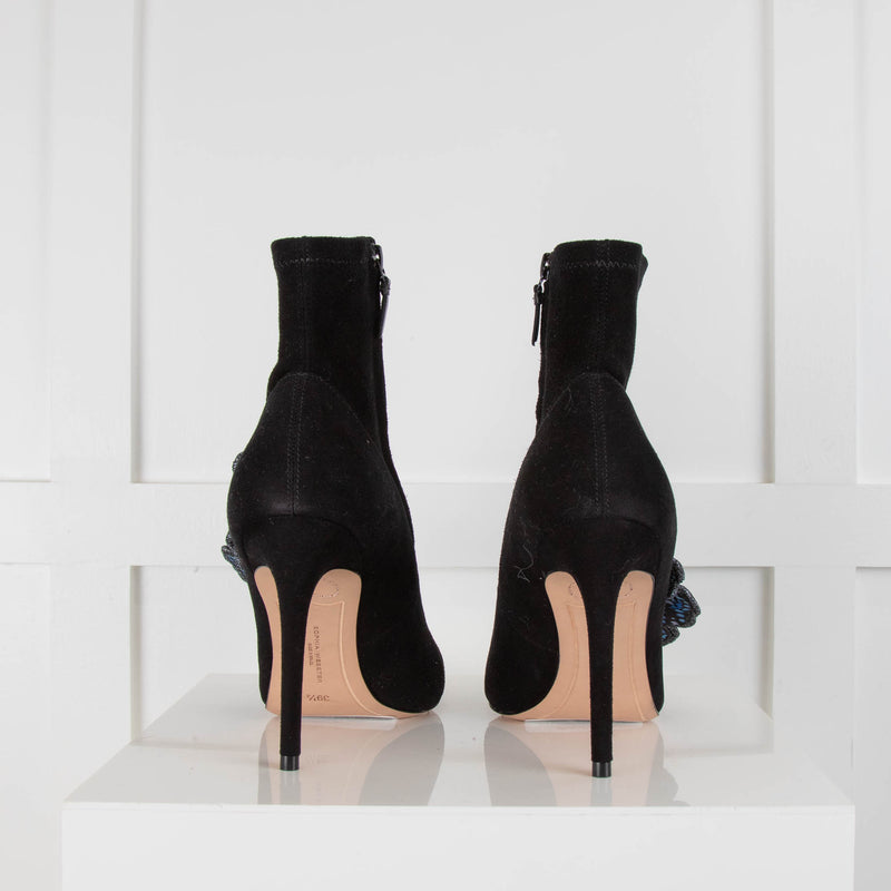 Sophia Webster Black Butterfly Suede Ankle Heeled Boots