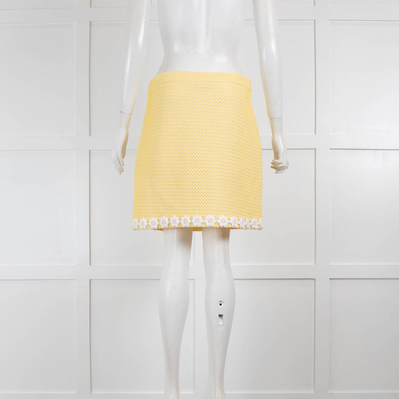 Boutique Moschino Yellow Applique Daisy Mini Skirt