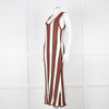 Joseph Brown and White Striped Rib Knit Midi Dress