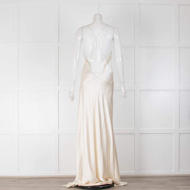 Nili Lotan Katie Silk V Neck Sleeveless Gown With Train