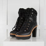 Moncler Black Shearling High Heel Boots