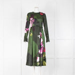 Erdem Floral Print Gilman Satin Long Sleeve Midi Dress