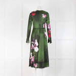 Erdem Floral Print Gilman Satin Long Sleeve Midi Dress