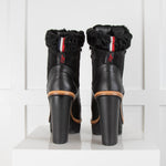 Moncler Black Shearling High Heel Boots