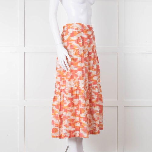 Three Graces Orange Cream Tiered Midi Skirt
