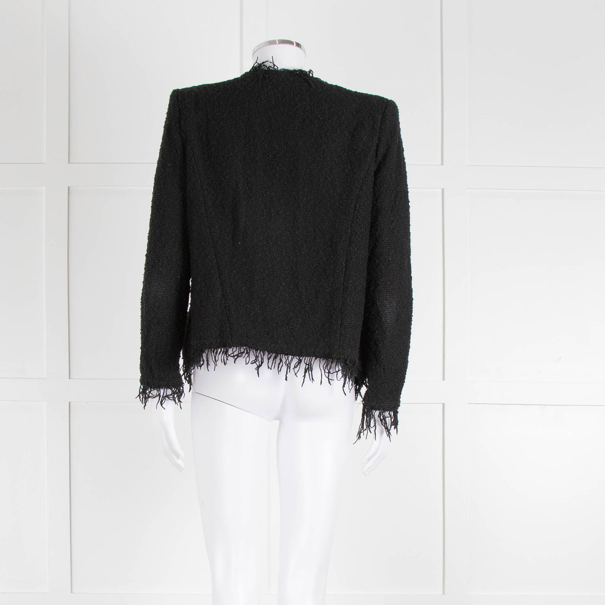 Iro Black Cotton Knitted Fringe Jacket