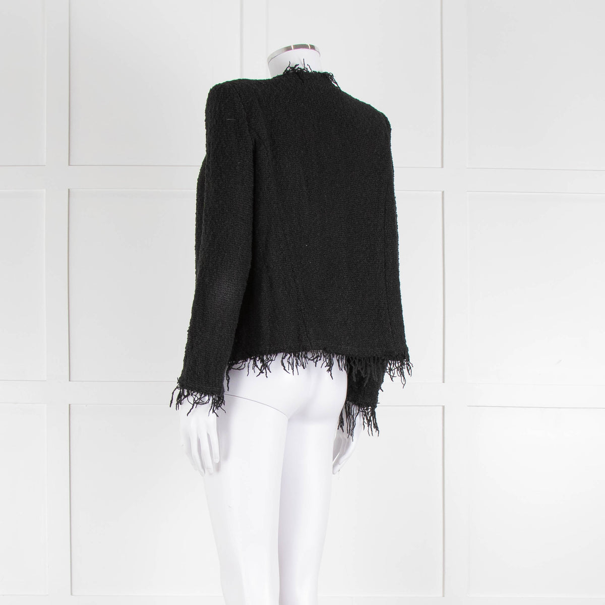 Iro Black Cotton Knitted Fringe Jacket