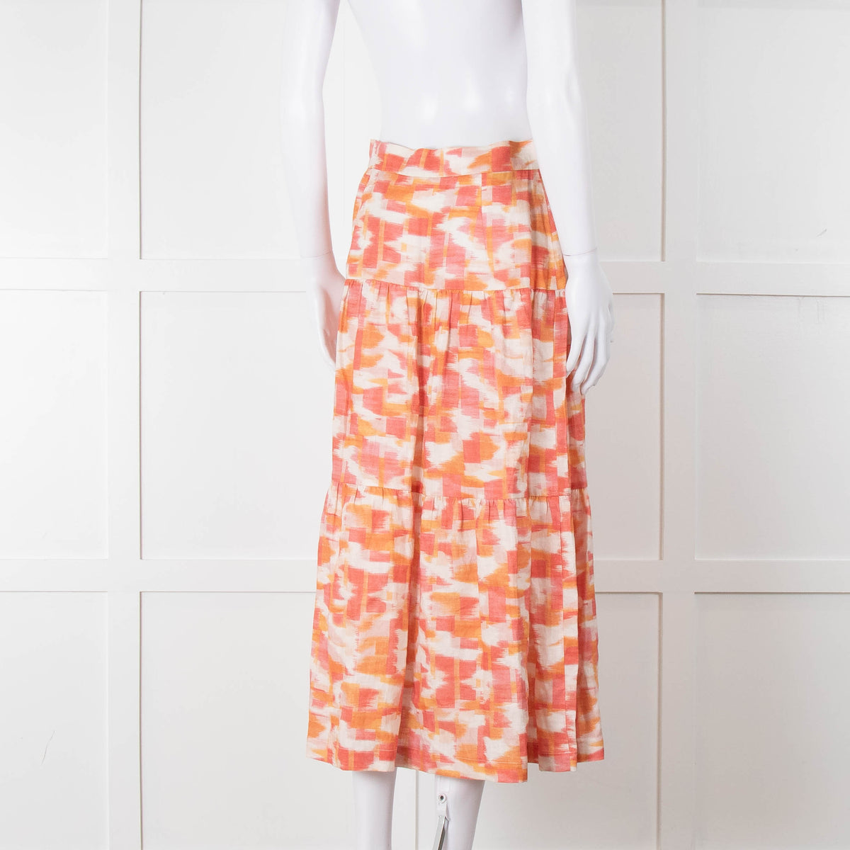 Three Graces Orange Cream Tiered Midi Skirt