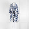 Diane Von Furstenberg White Blue Cotton Wrap Dress