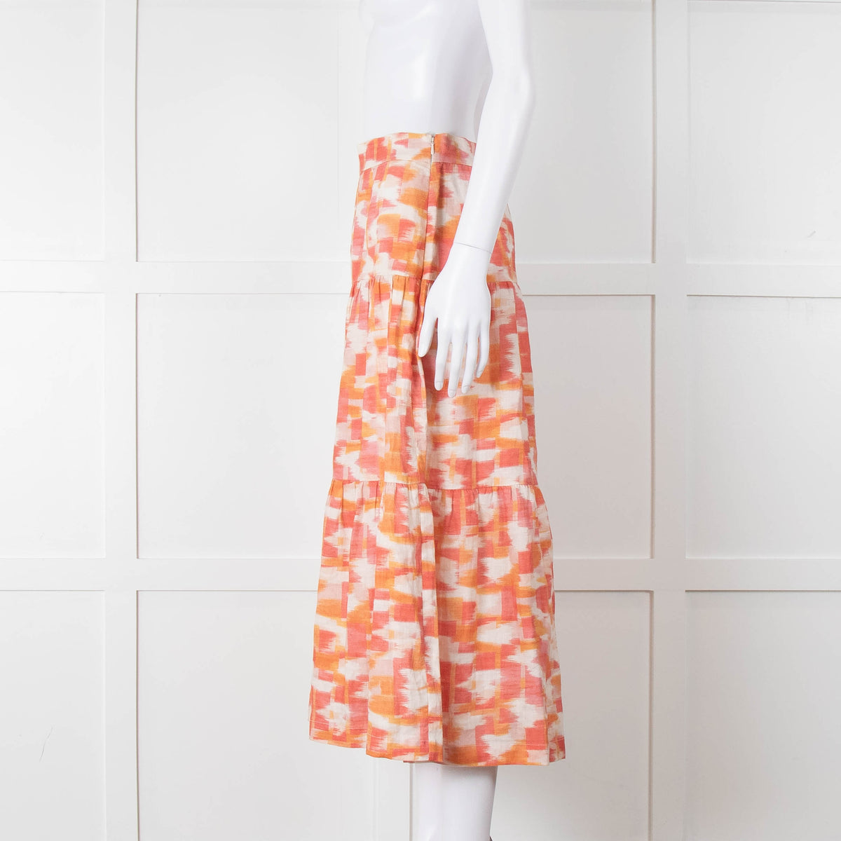 Three Graces Orange Cream Tiered Midi Skirt